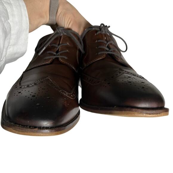 Florsheim Men’s 11D Wingtip Oxford‎ Shoes Brown Leather Brogue Dress - Picture 4 of 14